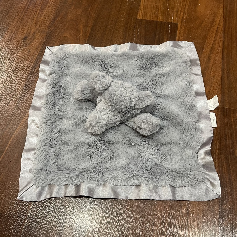 Rare‎ Cloud Island Grey Fleece Elephant Security Blanket Lovey Satin Trim 13"